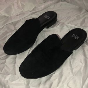Eileen fisher black suede mules